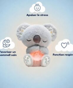 Koala qui respire, Peluche qui respire, Doudou Koala, Peluche veilleuse bébé musicale
